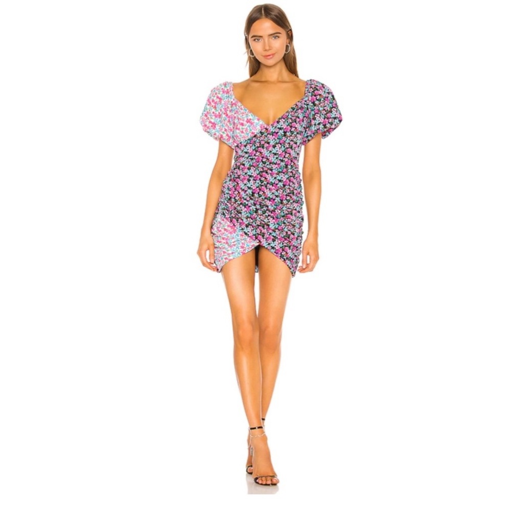 Lovers + Friends Meyer Floral Puff Sleeve Mini Dress SZ XS EUC